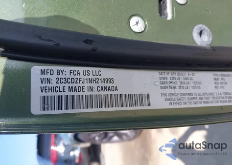 2022 Dodge Challenger R/T Scat Pack z USA, uszkodzony, nr VIN 2C3CDZFJ1NH214993